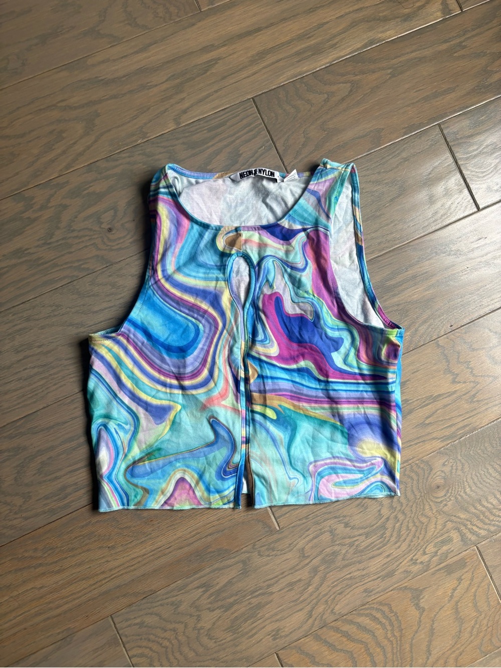 ASOS Multicolor Swirl Crop Top in Blue, Purple, Pink and Yellow